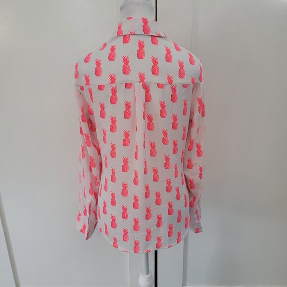 Express Size XS Portofino Shirt Neon Pink Pineapple Print Button Front - Picture 3 of 8